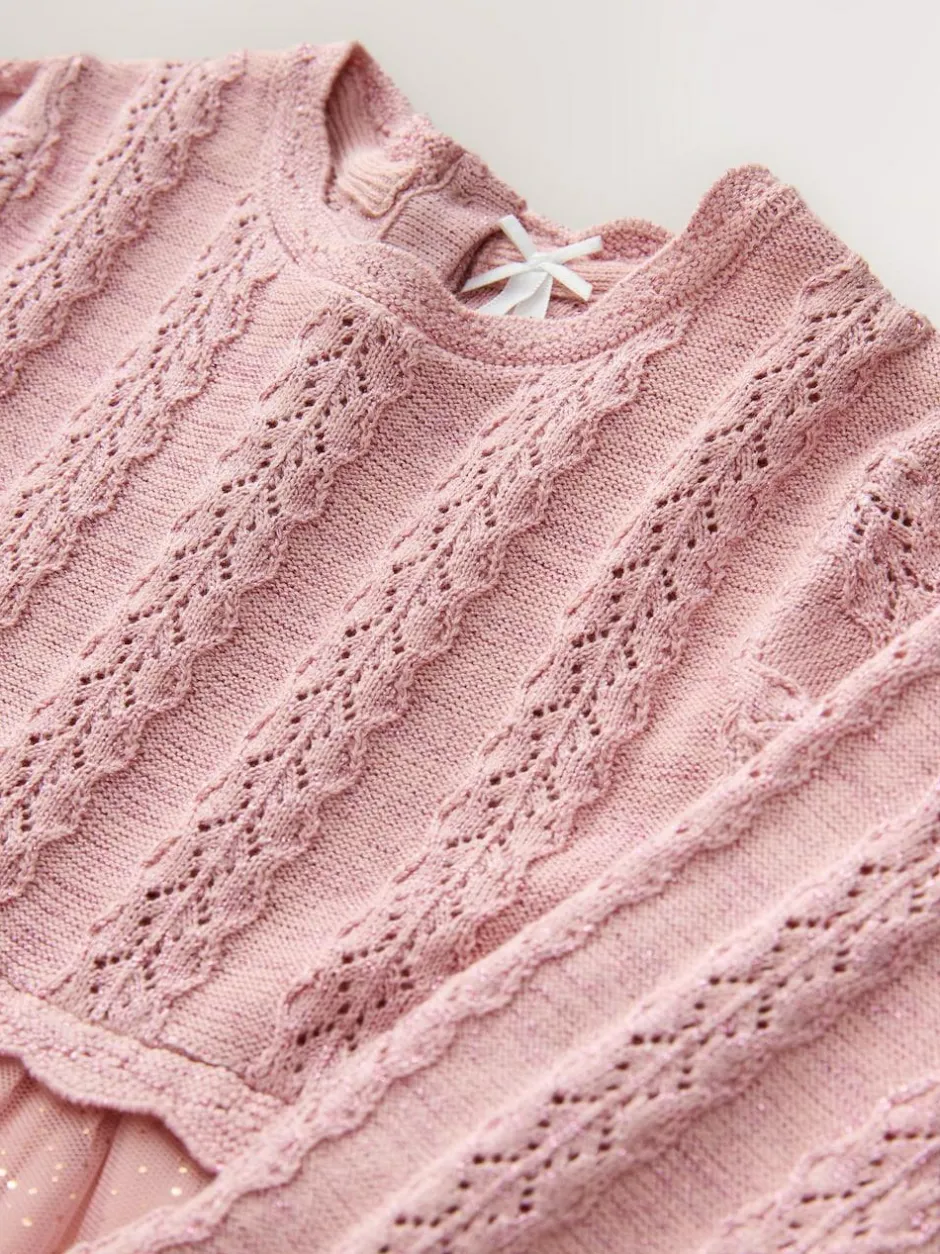 Next Knitted Occasion Dress (3mths-10yrs) Pink Hot