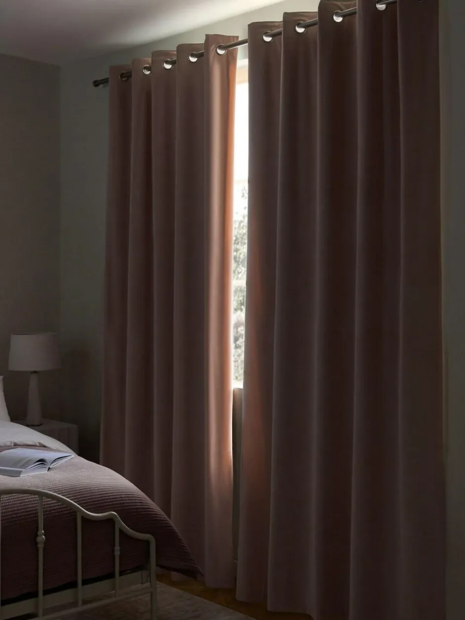 Next Pink Light Rose Matte Velvet Blackout/Thermal Curtains