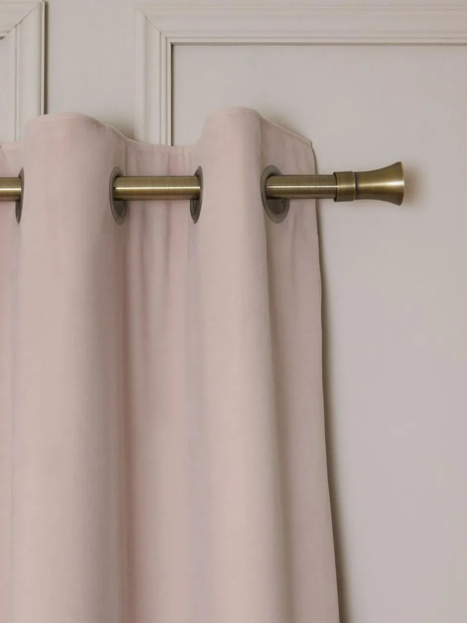Next Pink Light Rose Matte Velvet Fringe Blackout/Thermal Eyelet Curtains New