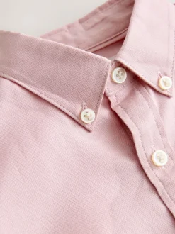 Next Pink Logo Short Sleeve Cotton Rich Oxford Shirt (3-16yrs) Sale