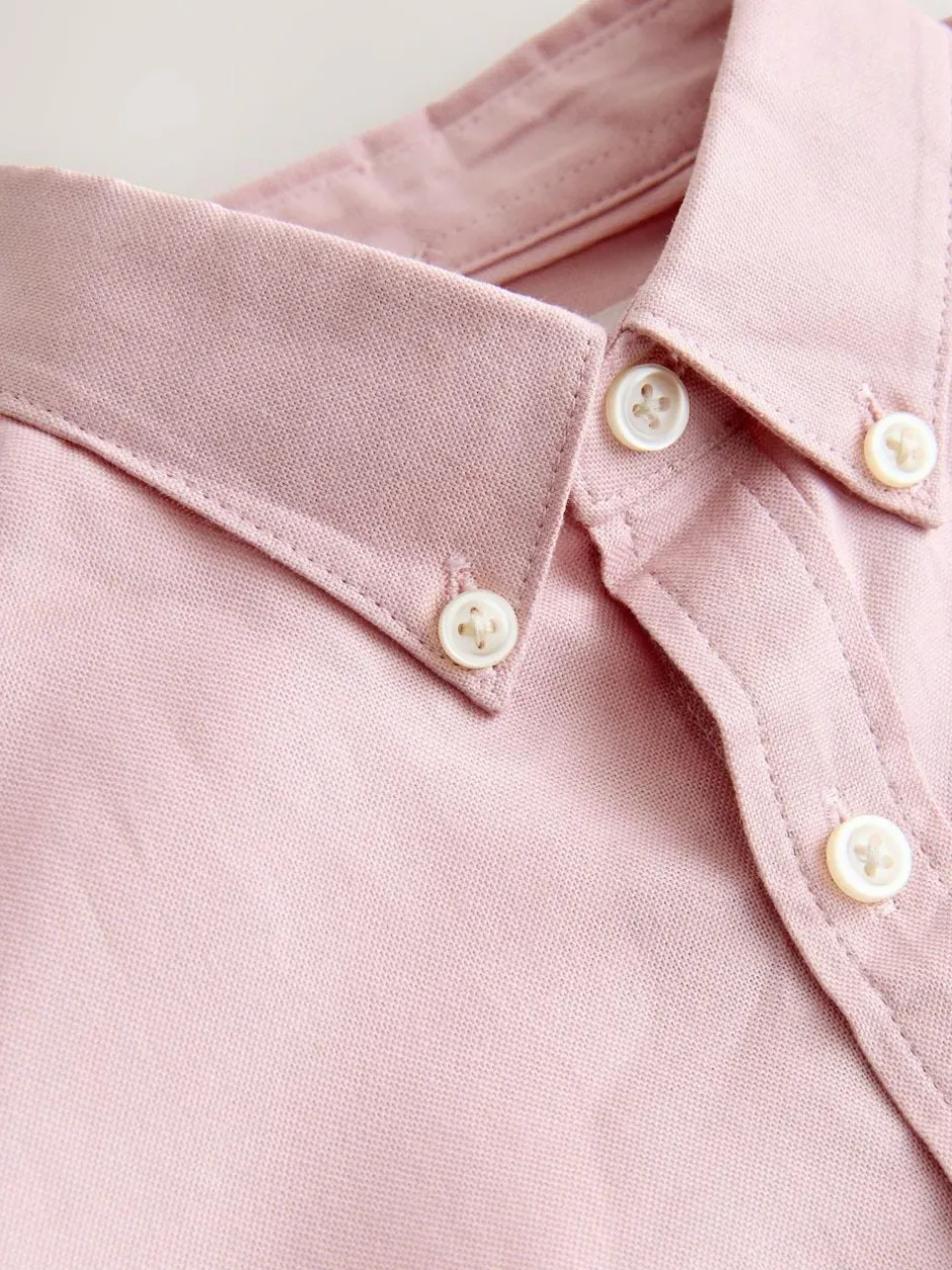 Next Pink Logo Short Sleeve Cotton Rich Oxford Shirt (3-16yrs) Sale