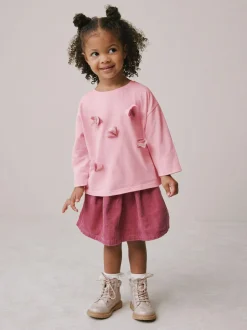 Next Long Sleeve Mesh Heart Appliqué Top (3mths-7yrs) Pink Discount