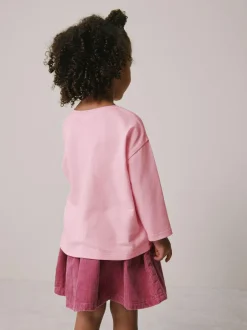Next Long Sleeve Mesh Heart Appliqué Top (3mths-7yrs) Pink Discount