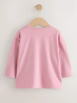 Next Long Sleeve Mesh Heart Appliqué Top (3mths-7yrs) Pink Discount
