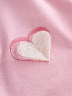 Next Long Sleeve Mesh Heart Appliqué Top (3mths-7yrs) Pink Discount