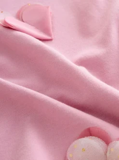 Next Long Sleeve Mesh Heart Appliqué Top (3mths-7yrs) Pink Discount