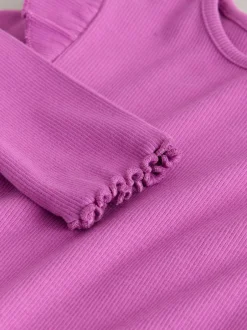 Next Long Sleeve Ribbed Frill Top (3mths-7yrs) Pink Discount