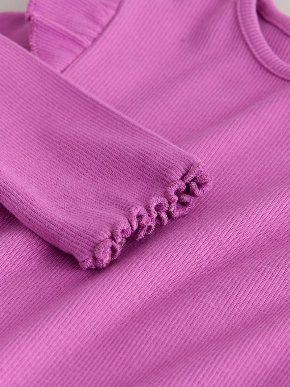 Next Long Sleeve Ribbed Frill Top (3mths-7yrs) Pink Discount