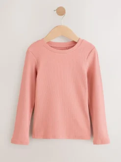 Next Pink Long Sleeve Ribbed Top (3-16yrs)