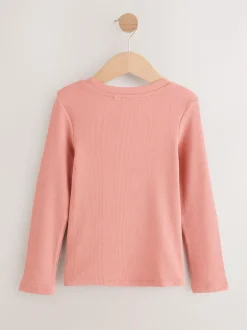 Next Pink Long Sleeve Ribbed Top (3-16yrs)