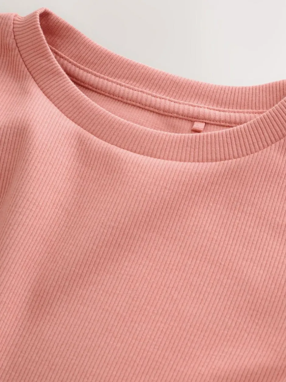 Next Pink Long Sleeve Ribbed Top (3-16yrs)