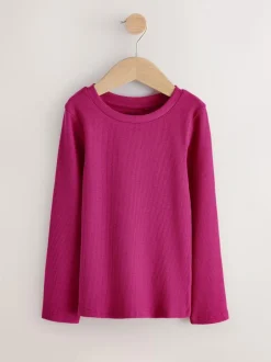 Next Pink Long Sleeve Ribbed Tops 3 Pack (3-16yrs) Online