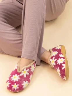 Lunar Ladies Flower Pattern Slippers Pink Best