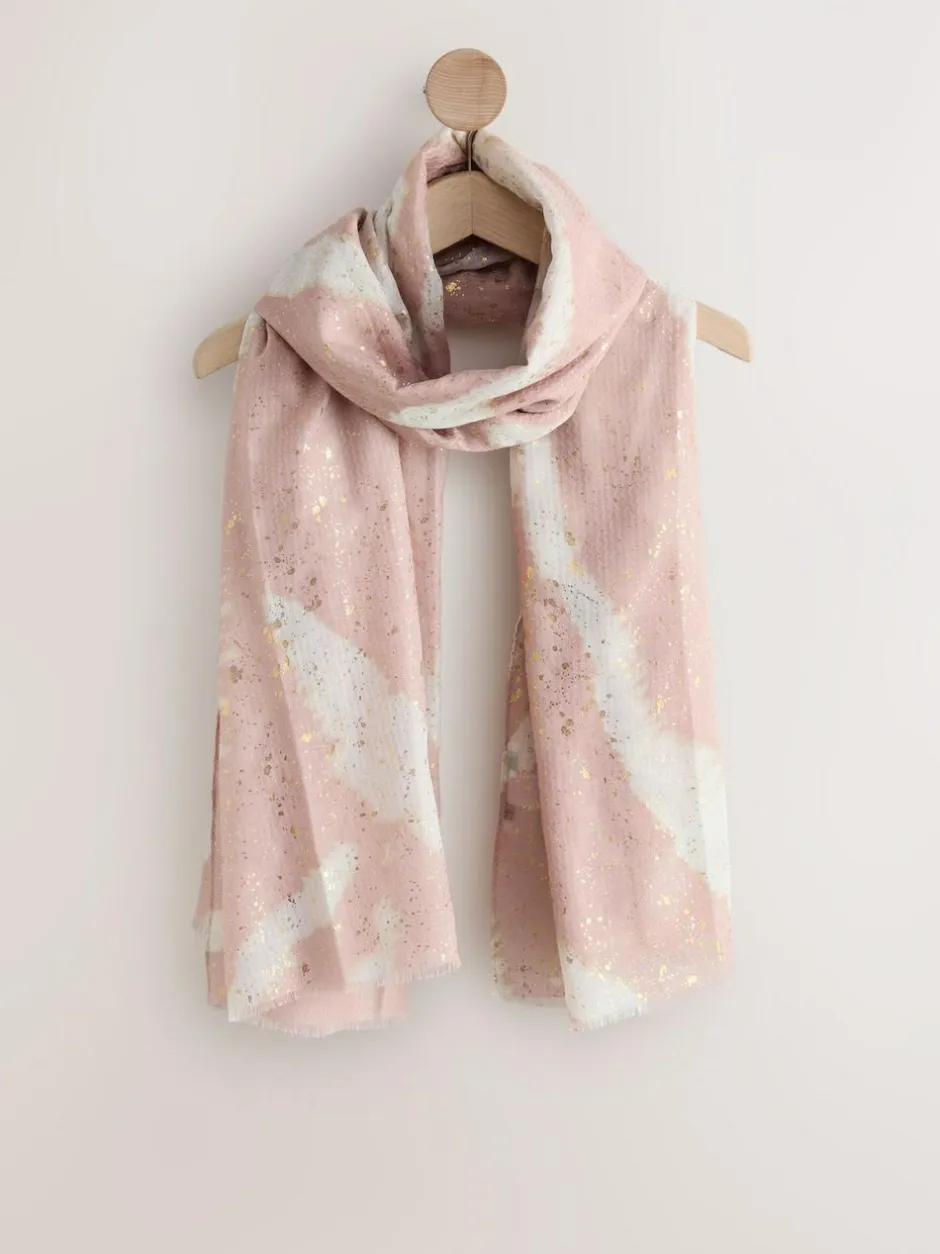 Next Pink Marble Foil Lightweight Scarf Online