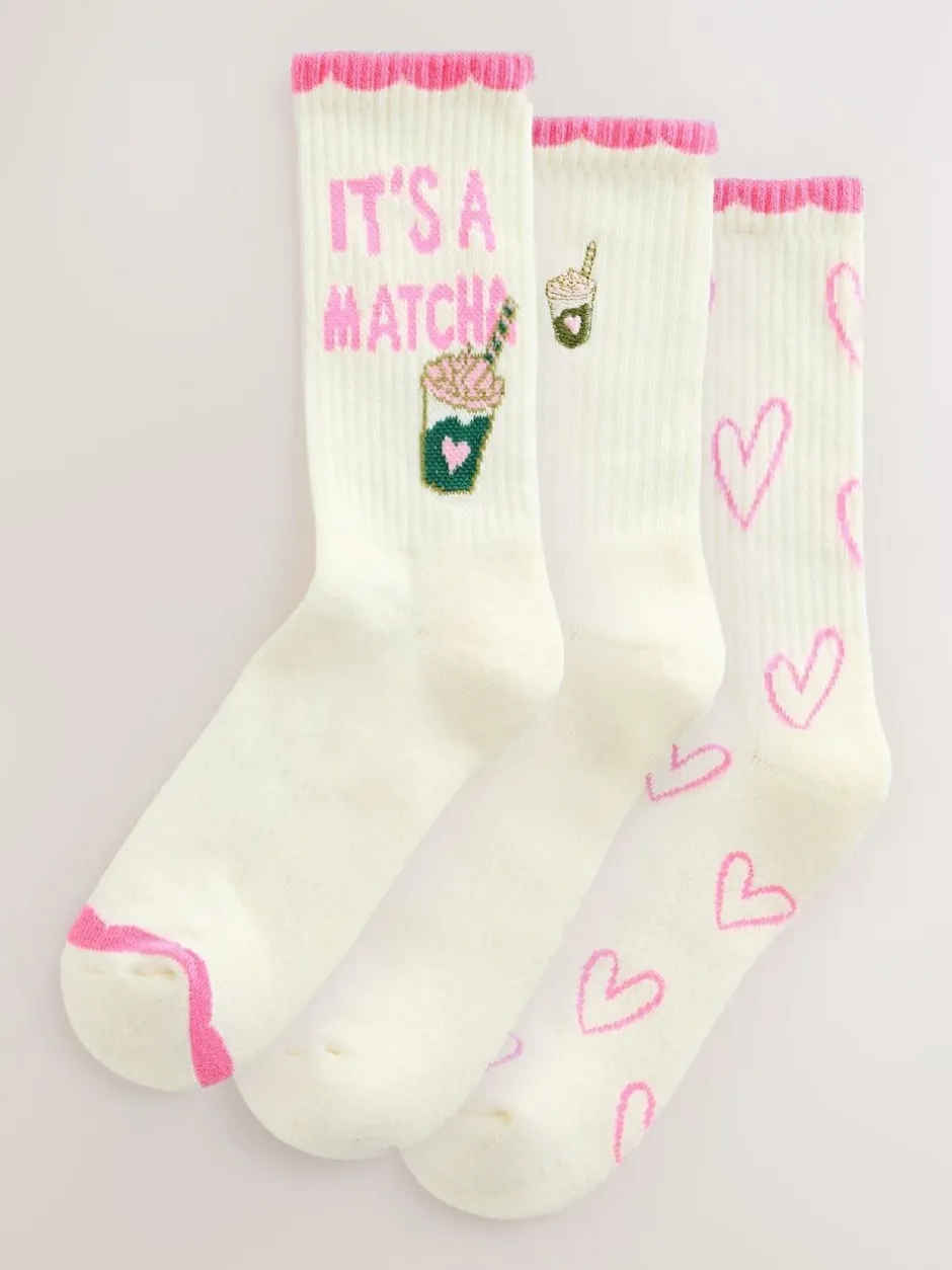 Next Pink Matcha Cushion Sole Sports Ankle Socks 3 Pack Clearance