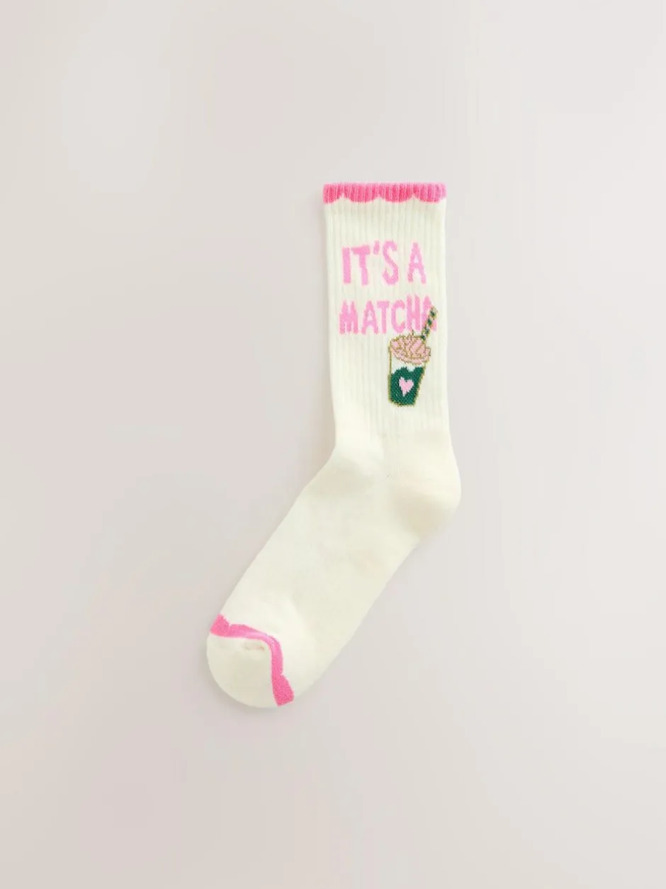 Next Pink Matcha Cushion Sole Sports Ankle Socks 3 Pack Clearance