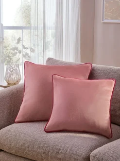 Next Pink Matte Velvet Contrast Pipe 50 x 50cm Cushion Sale