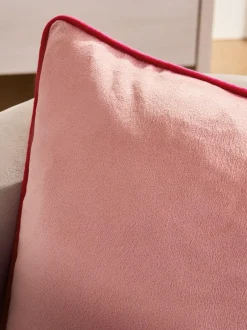 Next Pink Matte Velvet Contrast Pipe 50 x 50cm Cushion Sale