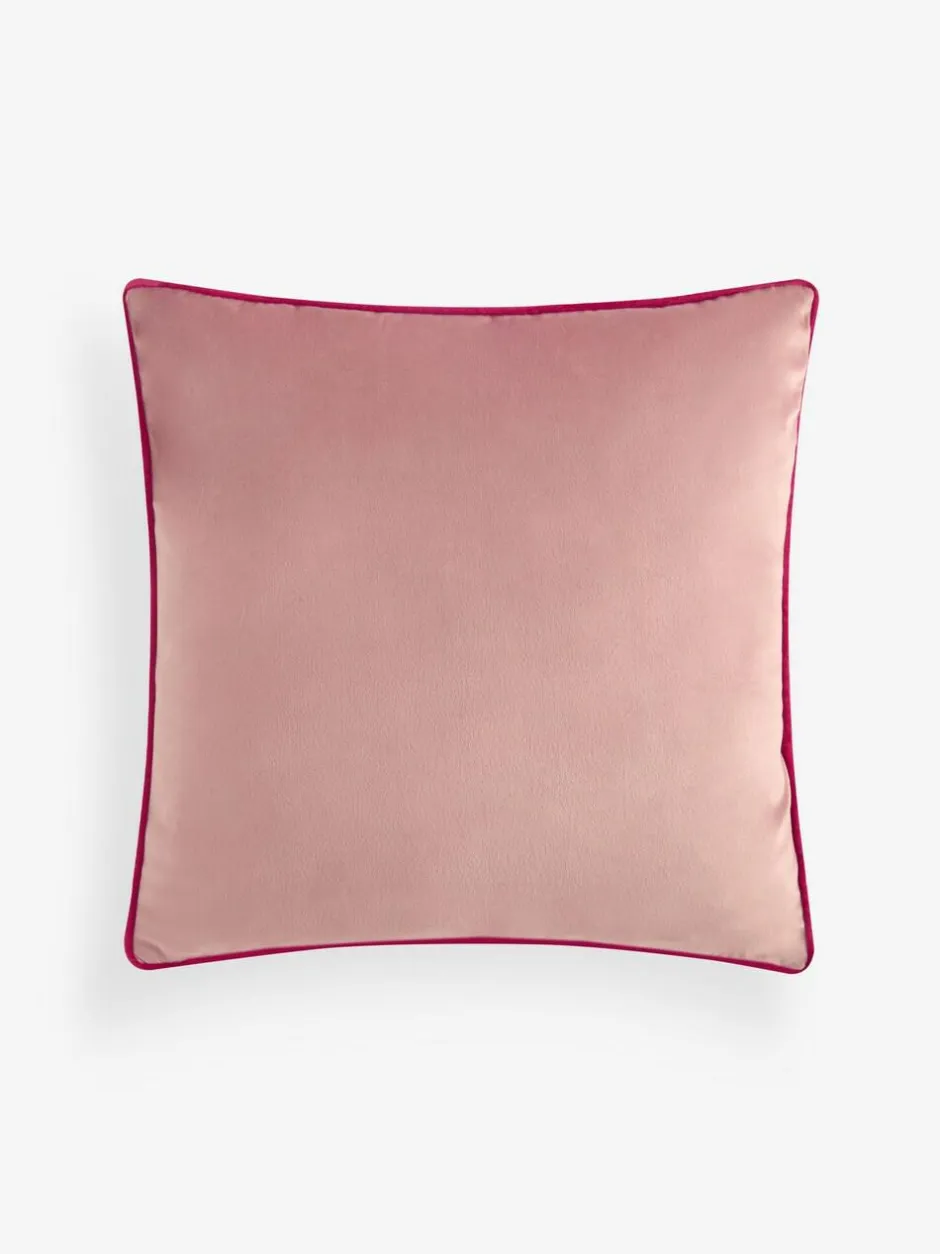 Next Pink Matte Velvet Contrast Pipe 50 x 50cm Cushion Sale