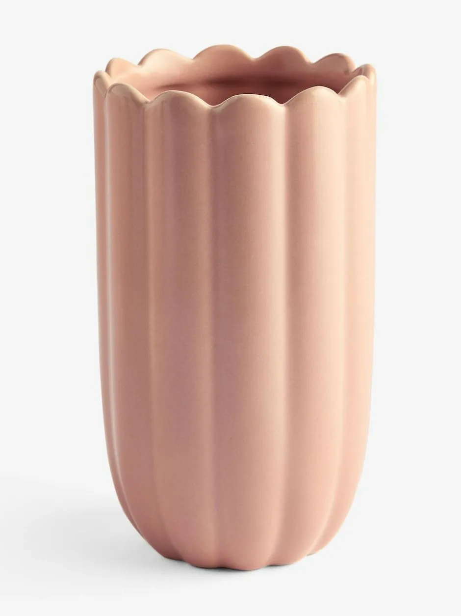 Next Pink Mini Ceramic Scalloped Vase New