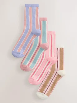 Next Pink Multi Stripe Ankle Socks 4 Pack Online