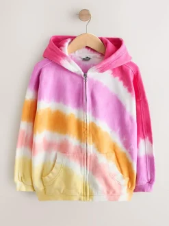 Next Pink Multi Tie Dye Zip Through Hoodie (3-16yrs) Outlet