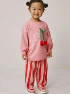 Next Long Sleeve Top and Barrel Trousers Set (3mths-7yrs) Pink Padded Cherry Best