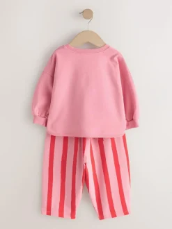 Next Long Sleeve Top and Barrel Trousers Set (3mths-7yrs) Pink Padded Cherry Best