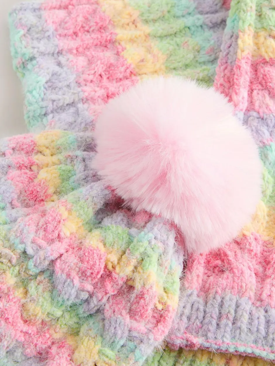 Next Beanie And Snood Set (1-13yrs) Pink Rainbow Discount