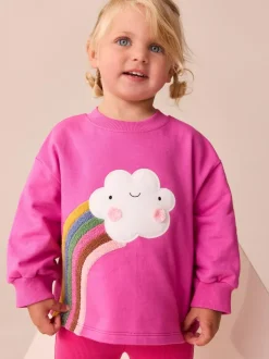 Next Pink Rainbow Cloud Character Long Sleeve T-Shirt (3mths-7yrs) New