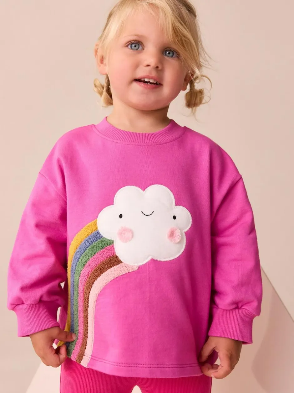 Next Pink Rainbow Cloud Character Long Sleeve T-Shirt (3mths-7yrs) New
