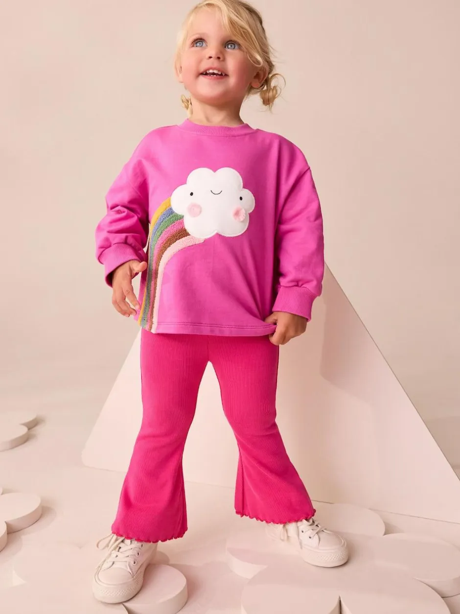 Next Pink Rainbow Cloud Character Long Sleeve T-Shirt (3mths-7yrs) New