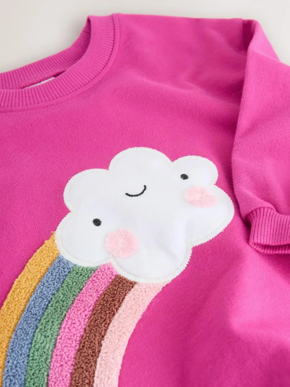 Next Pink Rainbow Cloud Character Long Sleeve T-Shirt (3mths-7yrs) New
