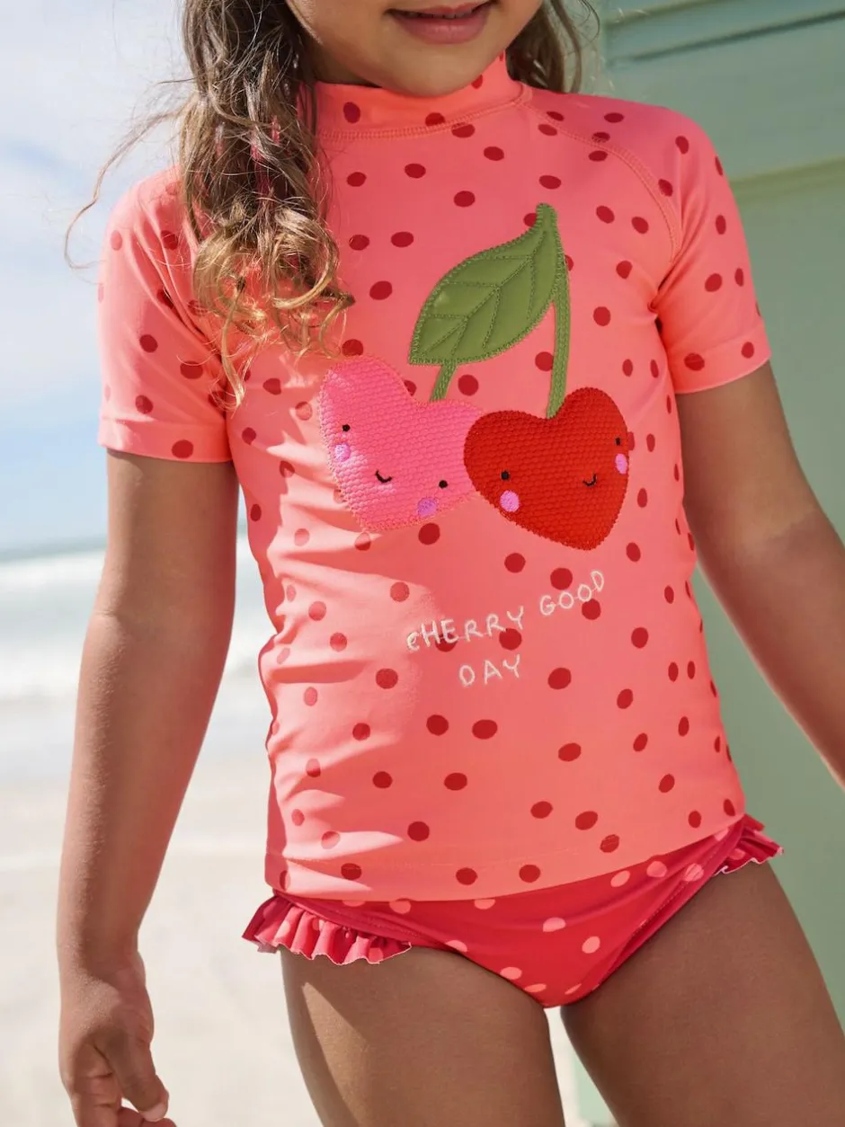 Next Short Sleeved Sunsafe Swim Set (3mths-10yrs) Pink/ Red Cherry Best