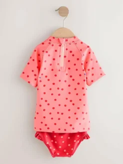 Next Short Sleeved Sunsafe Swim Set (3mths-10yrs) Pink/ Red Cherry Best