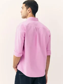 Next Pink Regular Fit Long Sleeve Oxford Shirt New