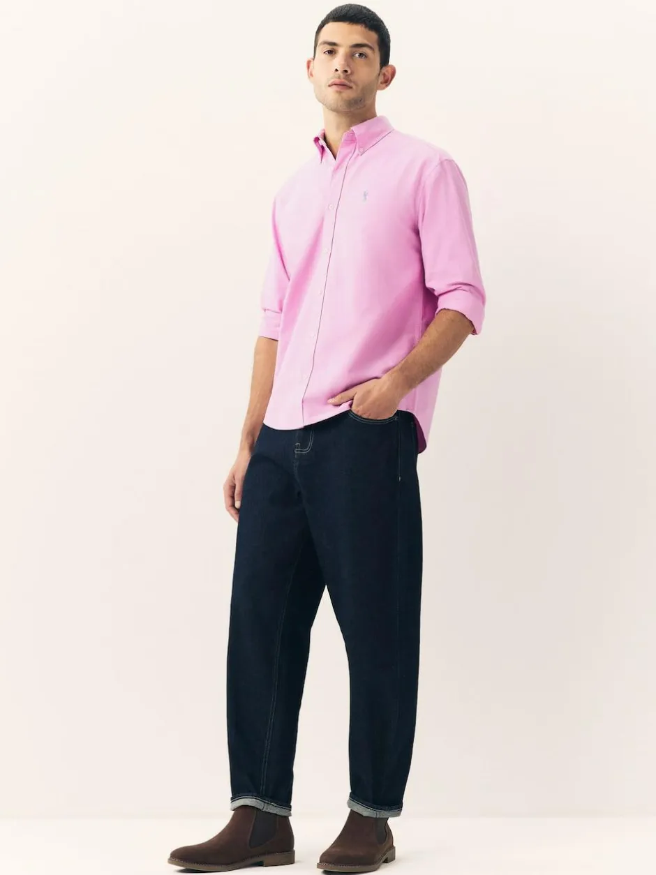 Next Pink Regular Fit Long Sleeve Oxford Shirt New