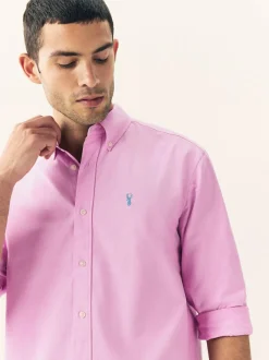 Next Pink Regular Fit Long Sleeve Oxford Shirt New