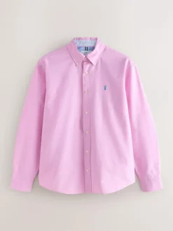 Next Pink Regular Fit Long Sleeve Oxford Shirt New