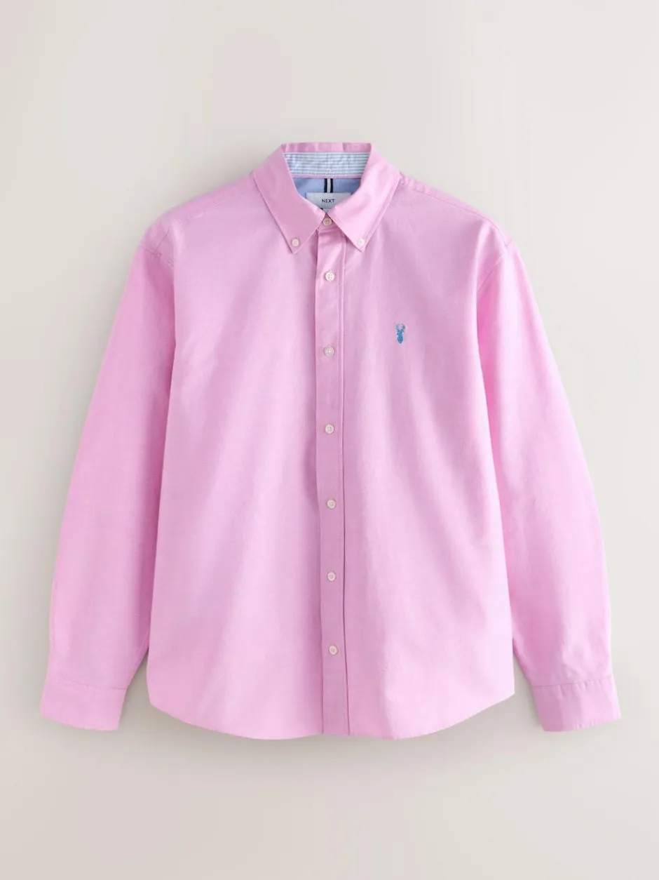Next Pink Regular Fit Long Sleeve Oxford Shirt New
