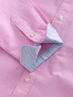Next Pink Regular Fit Long Sleeve Oxford Shirt New