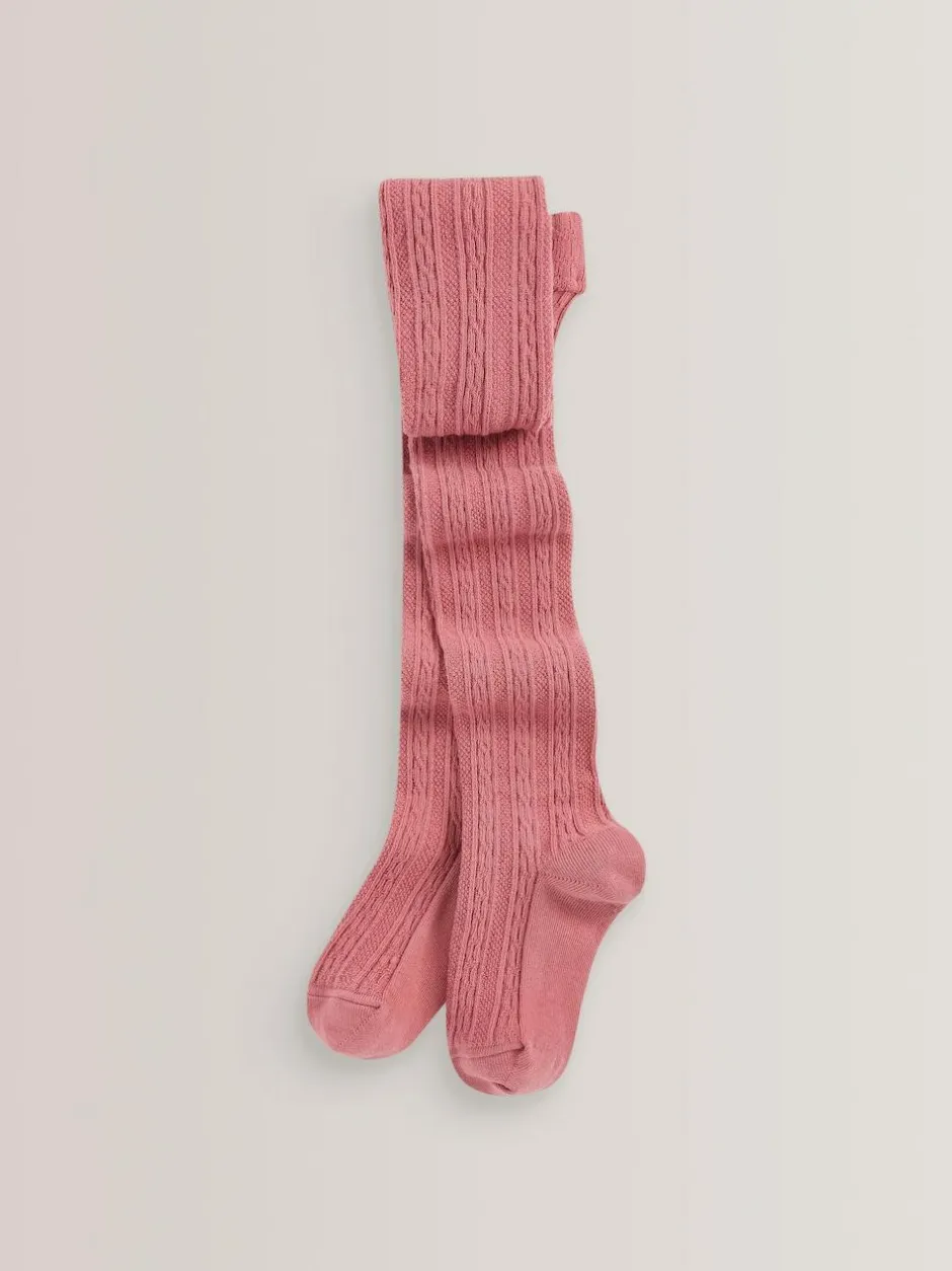 Next Pink Regular Length Cotton Rich Cable Tights