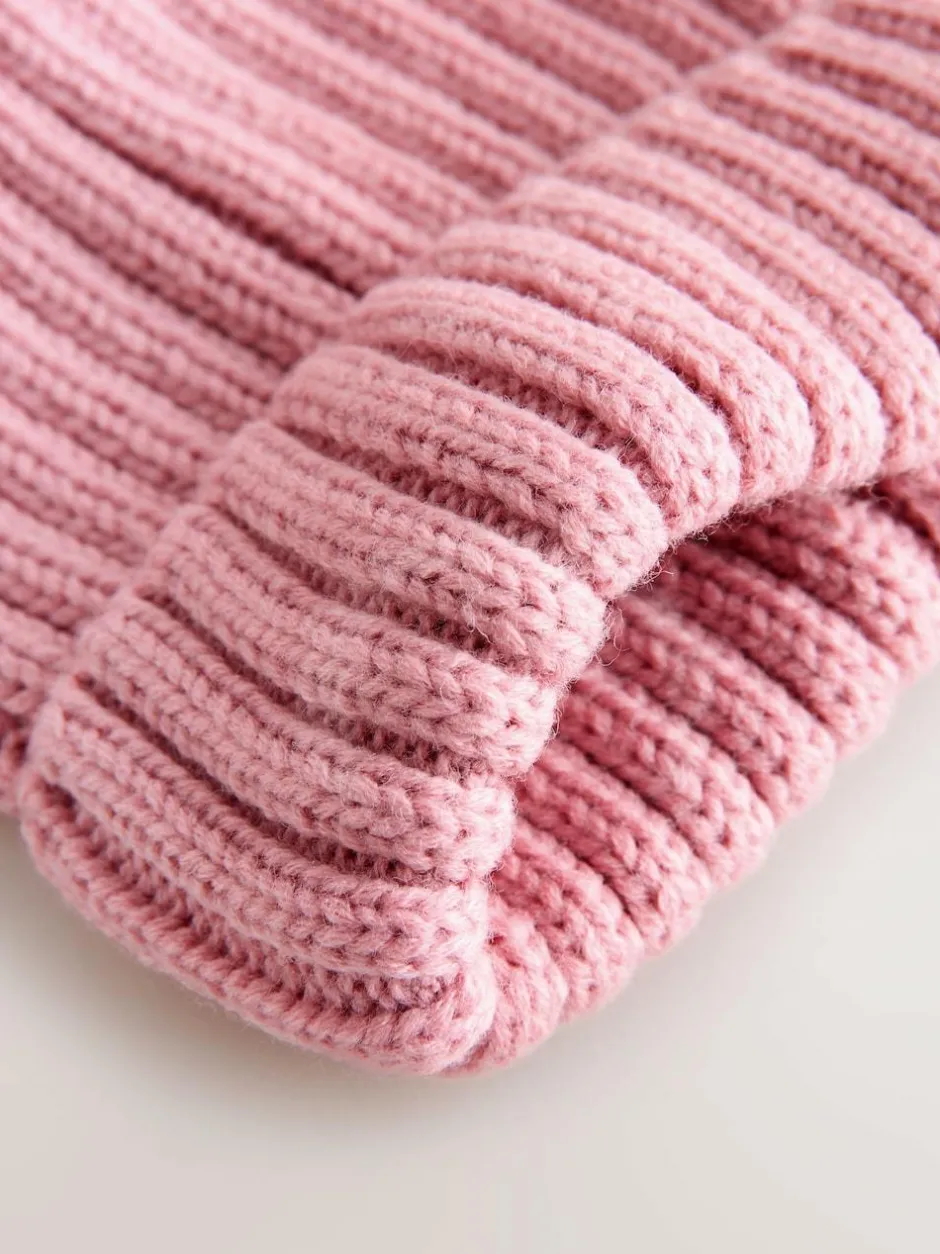Next Pink Rib Pom Beanie (3mths-16yrs) Outlet
