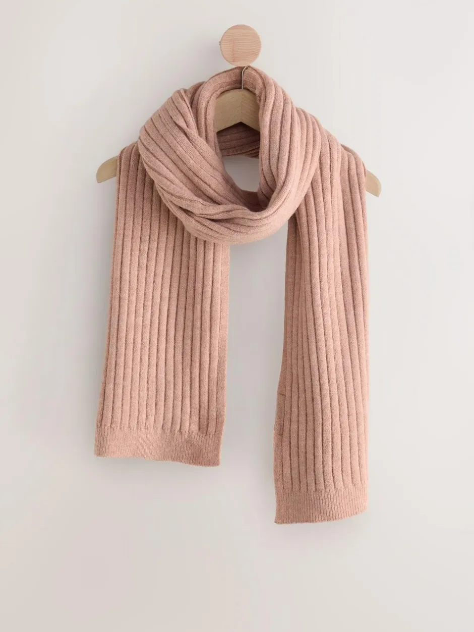 Next Ribbed Knit Scarf Pink Best