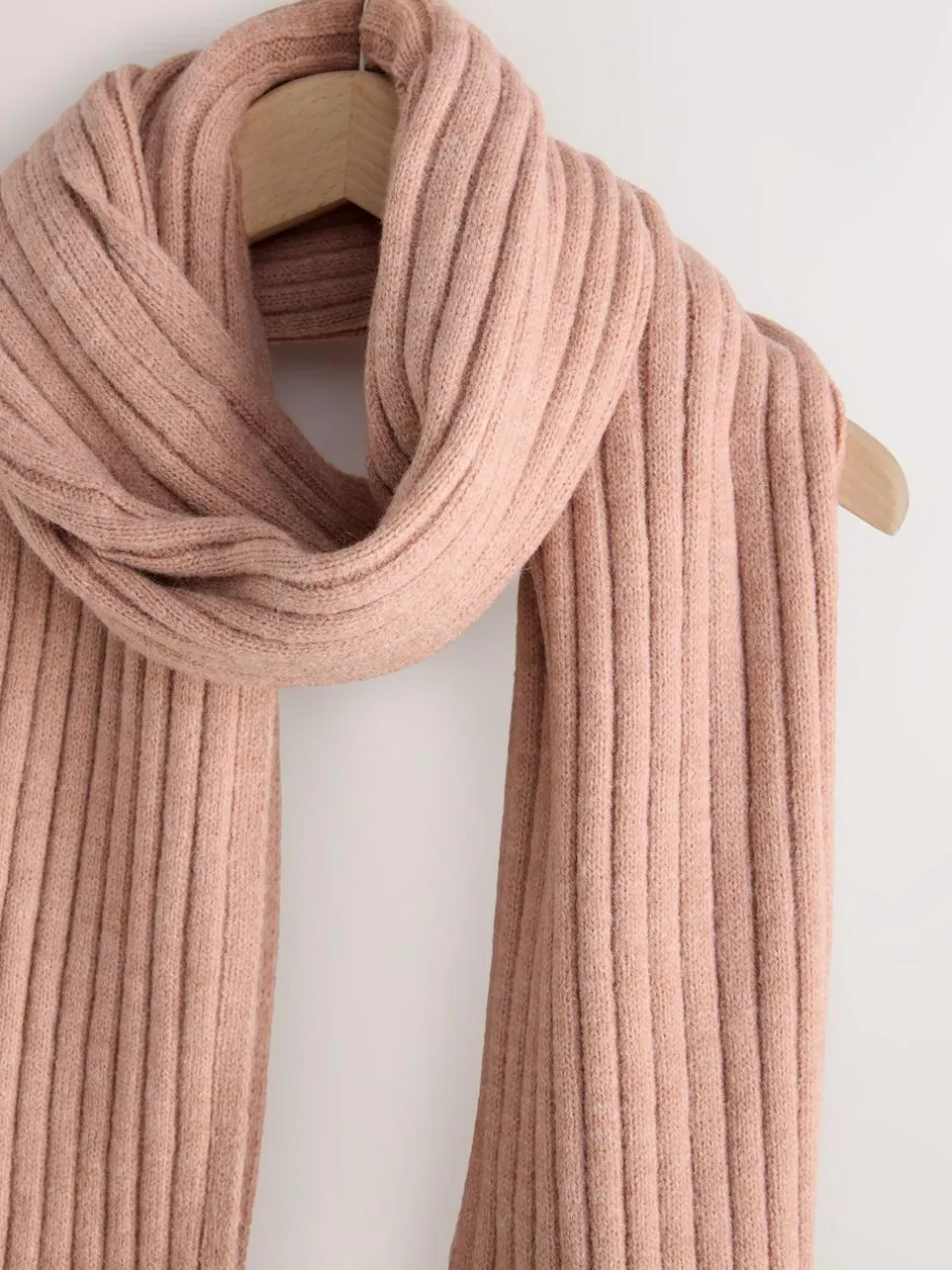 Next Ribbed Knit Scarf Pink Best