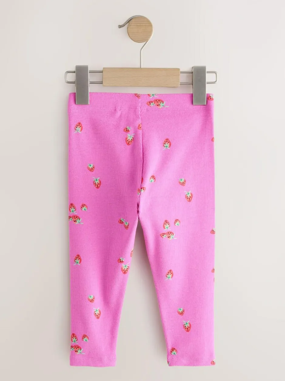 Next Ribbed Leggings 5 Pack (3mths-7yrs) Pink Outlet