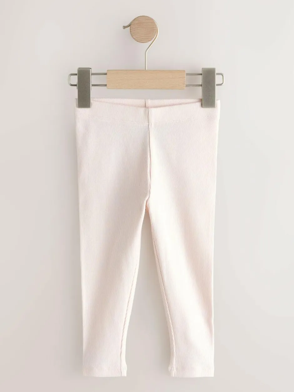 Next Pink Ribbed Leggings 5 Pack (3mths-7yrs)