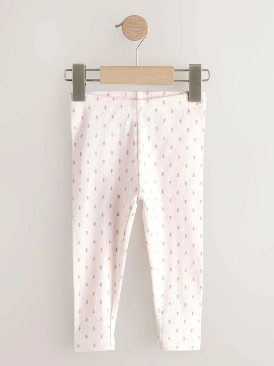 Next Pink Ribbed Leggings 5 Pack (3mths-7yrs)