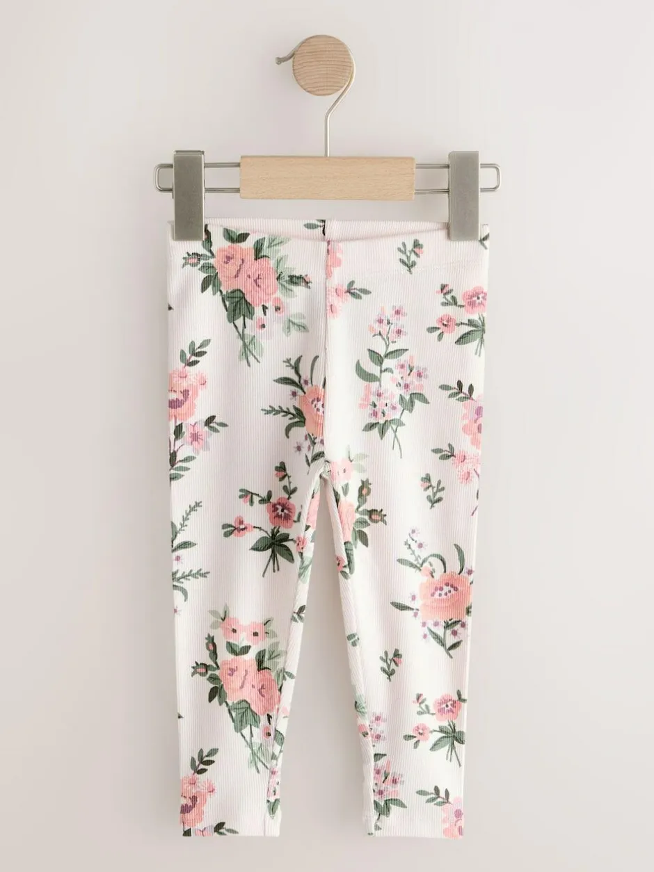 Next Pink Ribbed Leggings 5 Pack (3mths-7yrs)