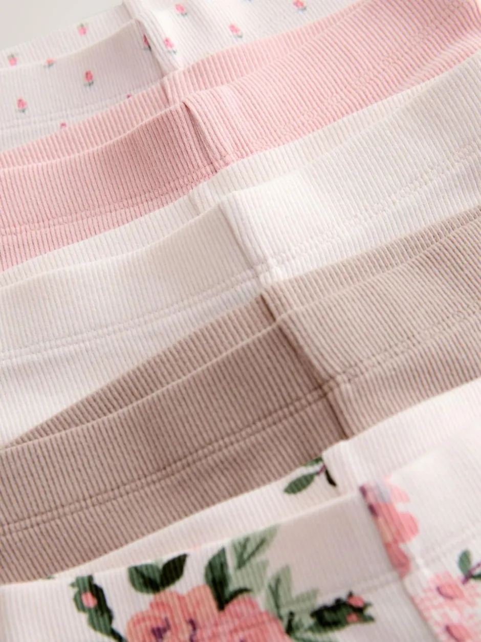 Next Pink Ribbed Leggings 5 Pack (3mths-7yrs)